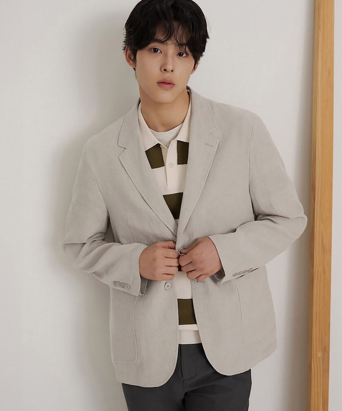 빈폴 멘(BEANPOLE MEN) 리넨 멜란지 재킷  베이지