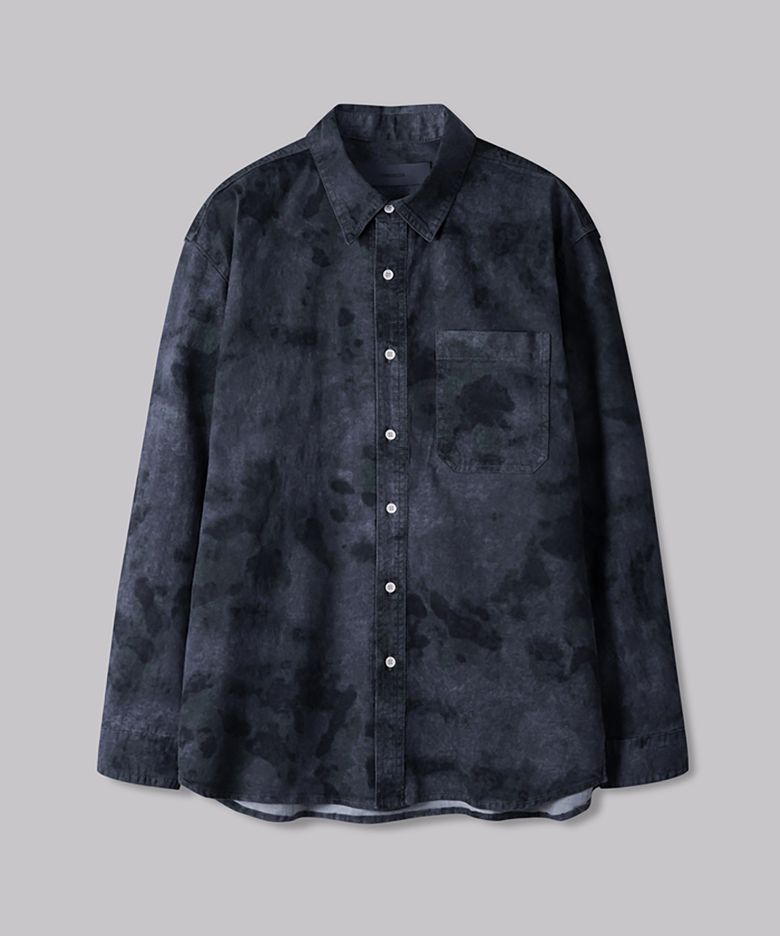 WASHED NAVY CAMO LONG SLEEVE SHIRTS
