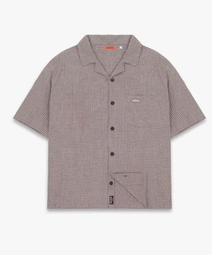 빈티지 와펜 체크 반팔 셔츠 GEE265-103 브라운