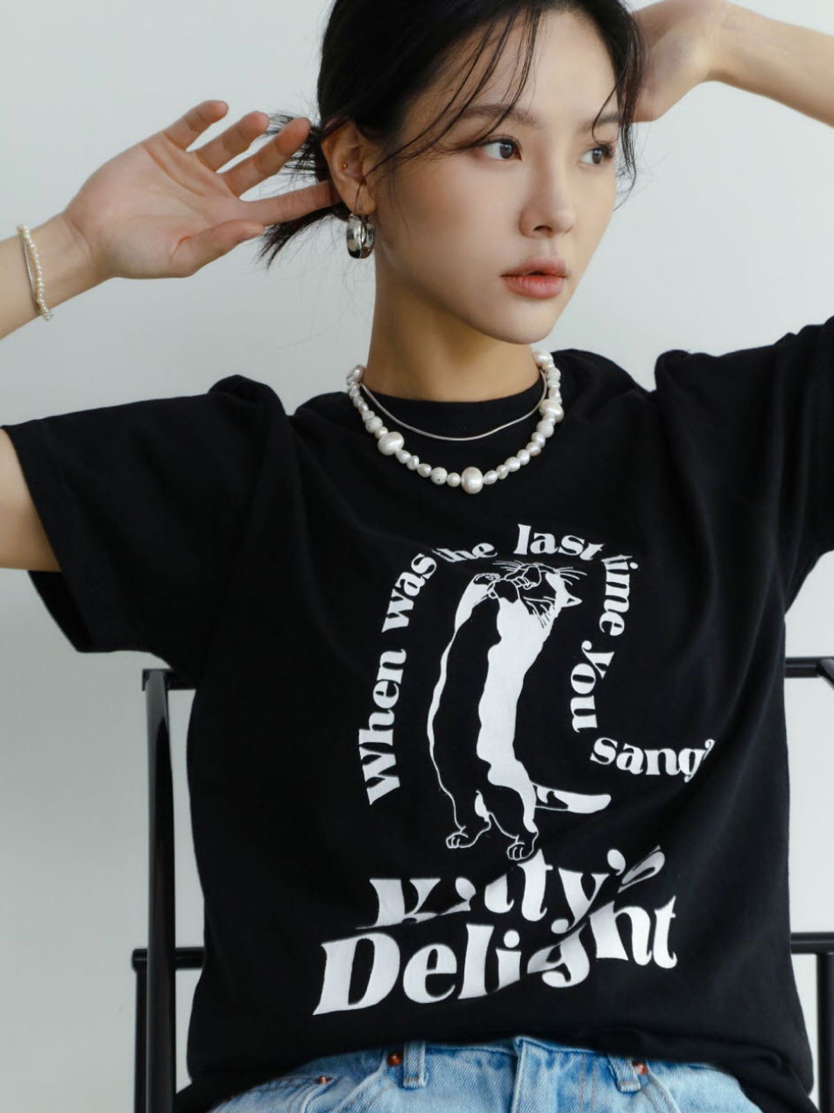 웨이브유니온(WAVE UNION) Kittys delight T-shirt Black