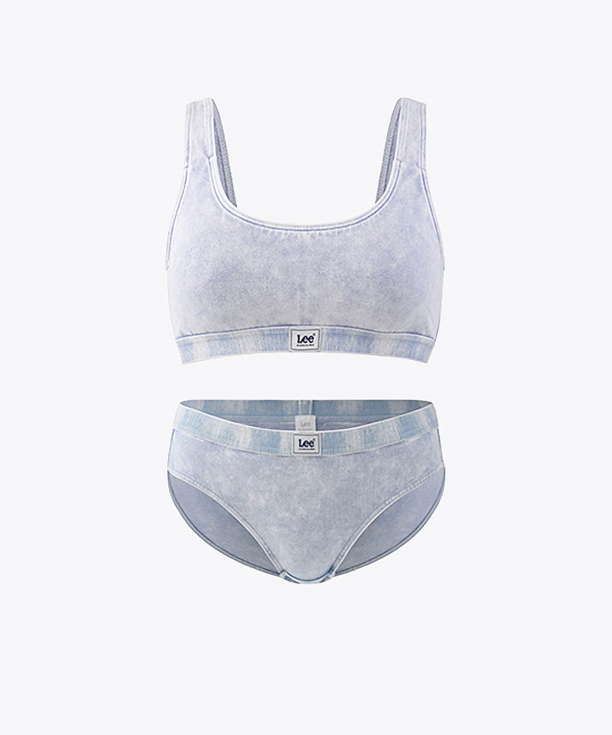 리 바디웨어(LEE BODYWEAR) 시그니처 피그먼트 브라탑 브리프 세트_데님블루