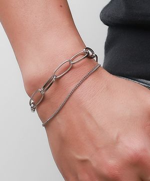 언밸런스 BM264B1245 비대칭 믹스 체인 레이어드 팔찌