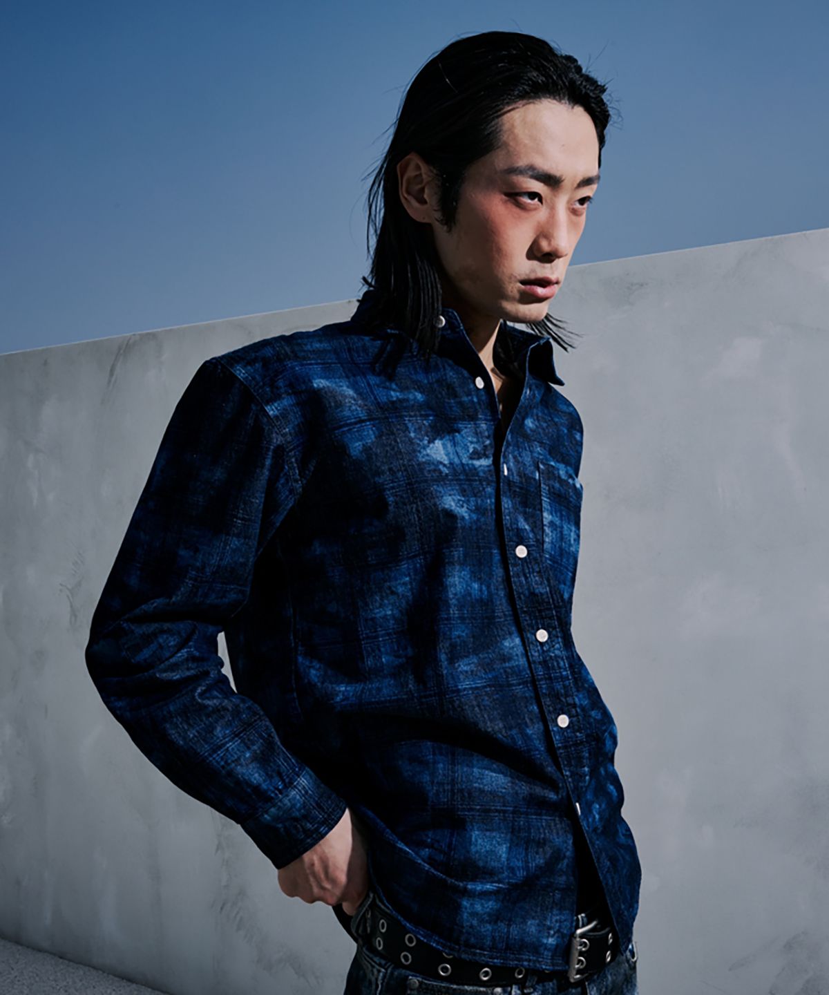 코너블레스(CORNERBLESS) WASHED GRID LONG SLEEVE SHIRTS