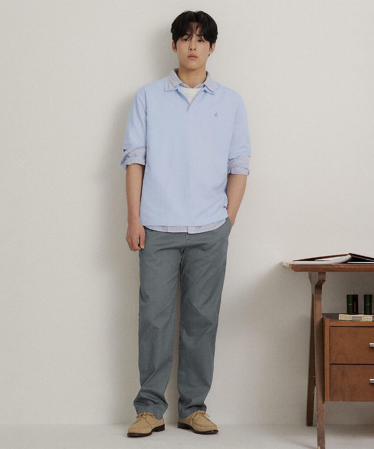 빈폴 멘(BEANPOLE MEN) 피그먼트 워싱 컴포트핏 치노 팬츠  그린