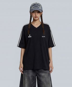 트윈로고 트랙 브이넥 반팔티셔츠 4 Color [ANSV_1502]
