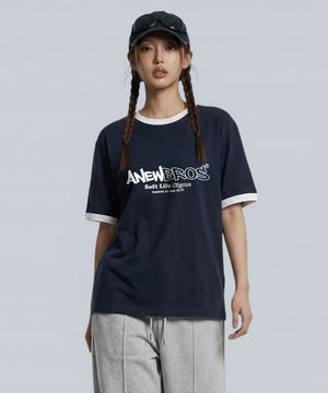 어뉴코어로고 링거 루즈핏 반팔티셔츠 4 Color [ANSE_4502]
