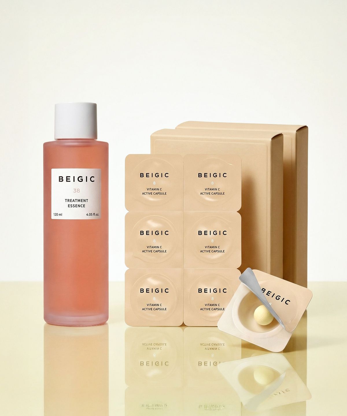 베이지크(BEIGIC) 비타민 C 액티브 캡슐 2박스(12캡슐) + 트리트먼트 에센스 120ml (2주)
