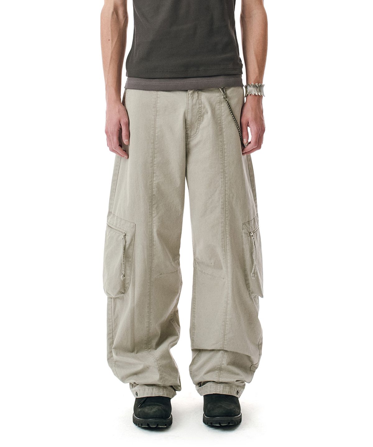 세컨모놀로그(SECONDMONO) Washed Wide Cargo Pants [TAUPE]_SEPT082TAUPE
