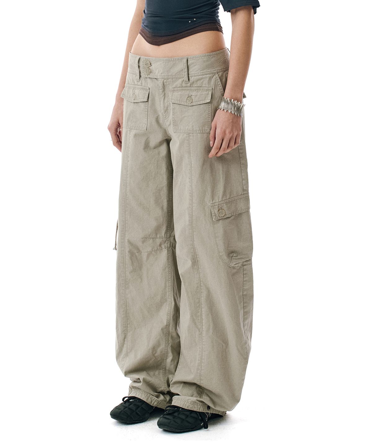 세컨모놀로그(SECONDMONO) Washed Low-Rise Cargo Pant [TAUPE]_SEWPT014TAUPE