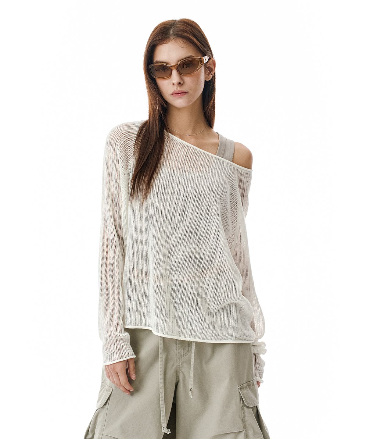 세컨모놀로그(SECONDMONO) Openwork Boat Neck Knit [IVORY]_SEWKT010IVORY