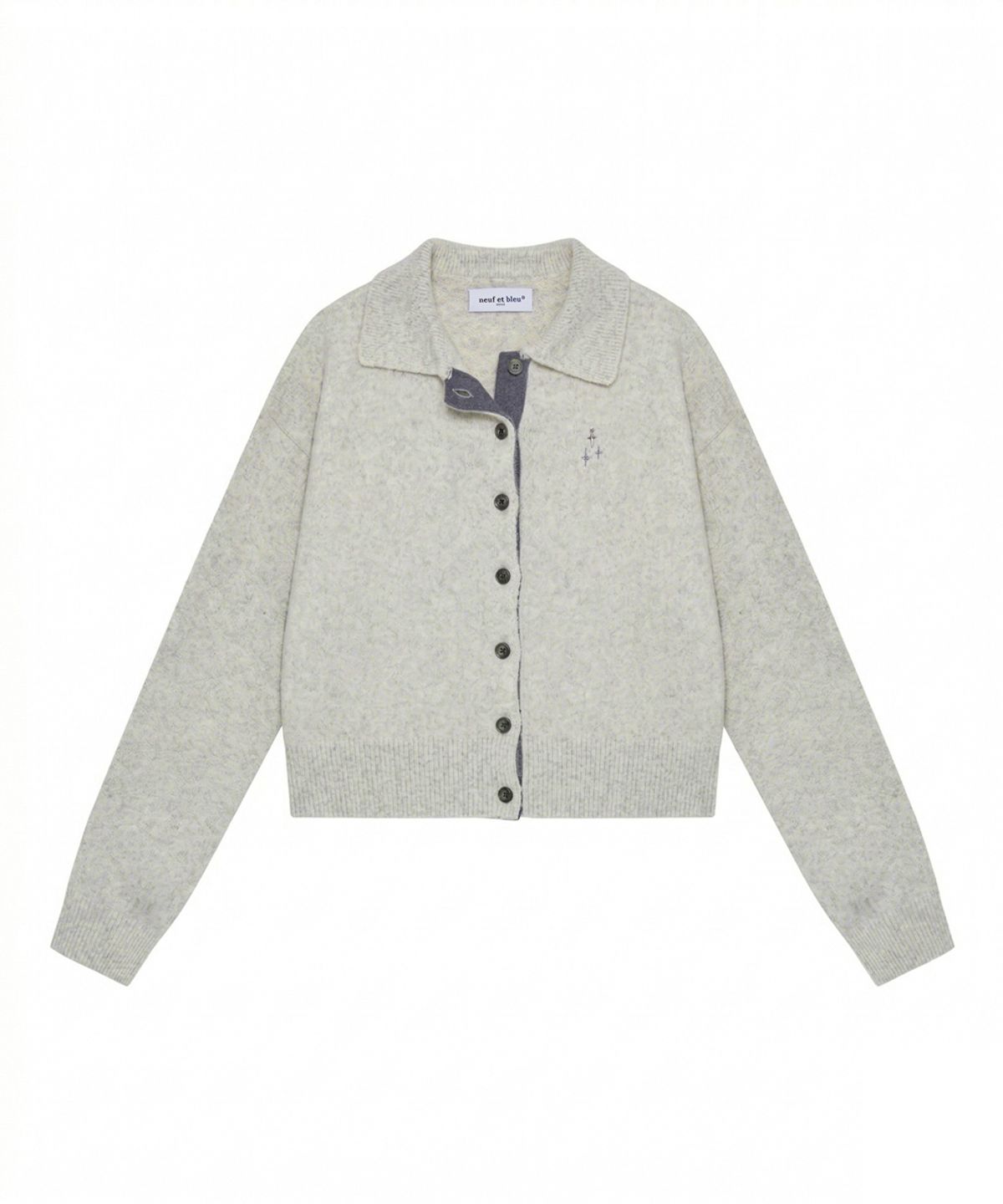 누프에블루(NEUFETBLEU) NEB metal shine two tone cardigan (oatmeal)