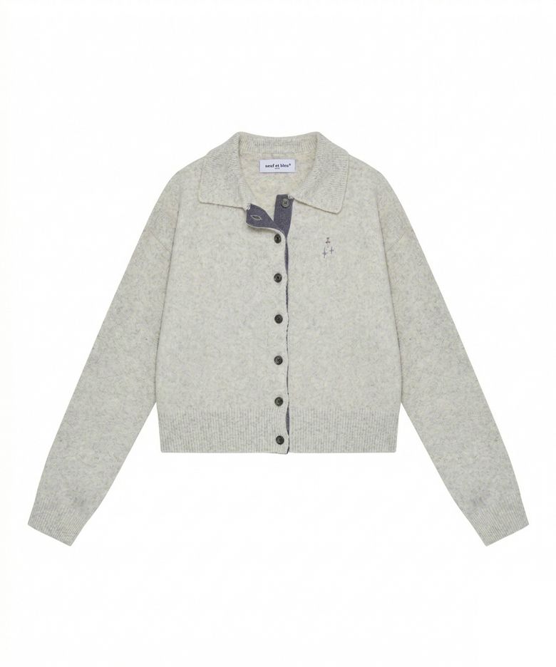 NEB metal shine two tone cardigan (oatmeal)