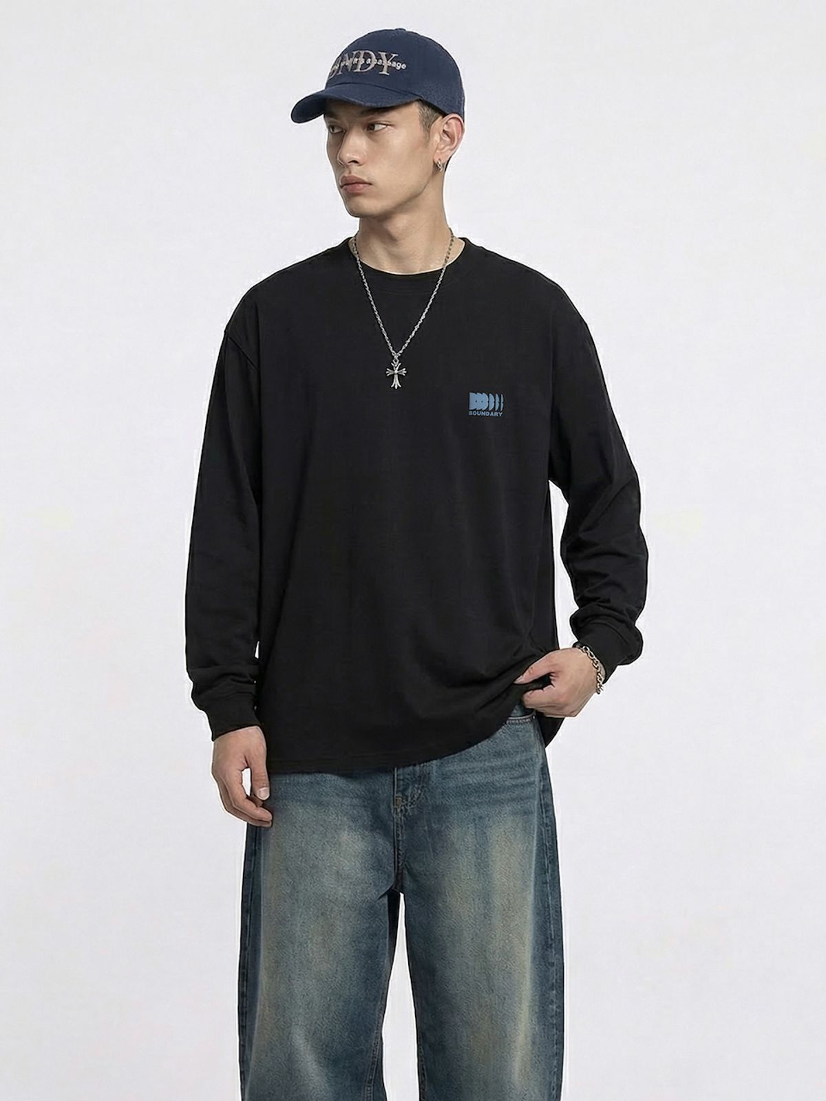 바운더리(BOUNDARY) BOUNDARY EMBLEM LONG SLEEVE TEE-SHIRTS BK_B261MSM205