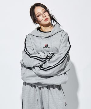 트랙라인 스포티 로고 후드_그레이