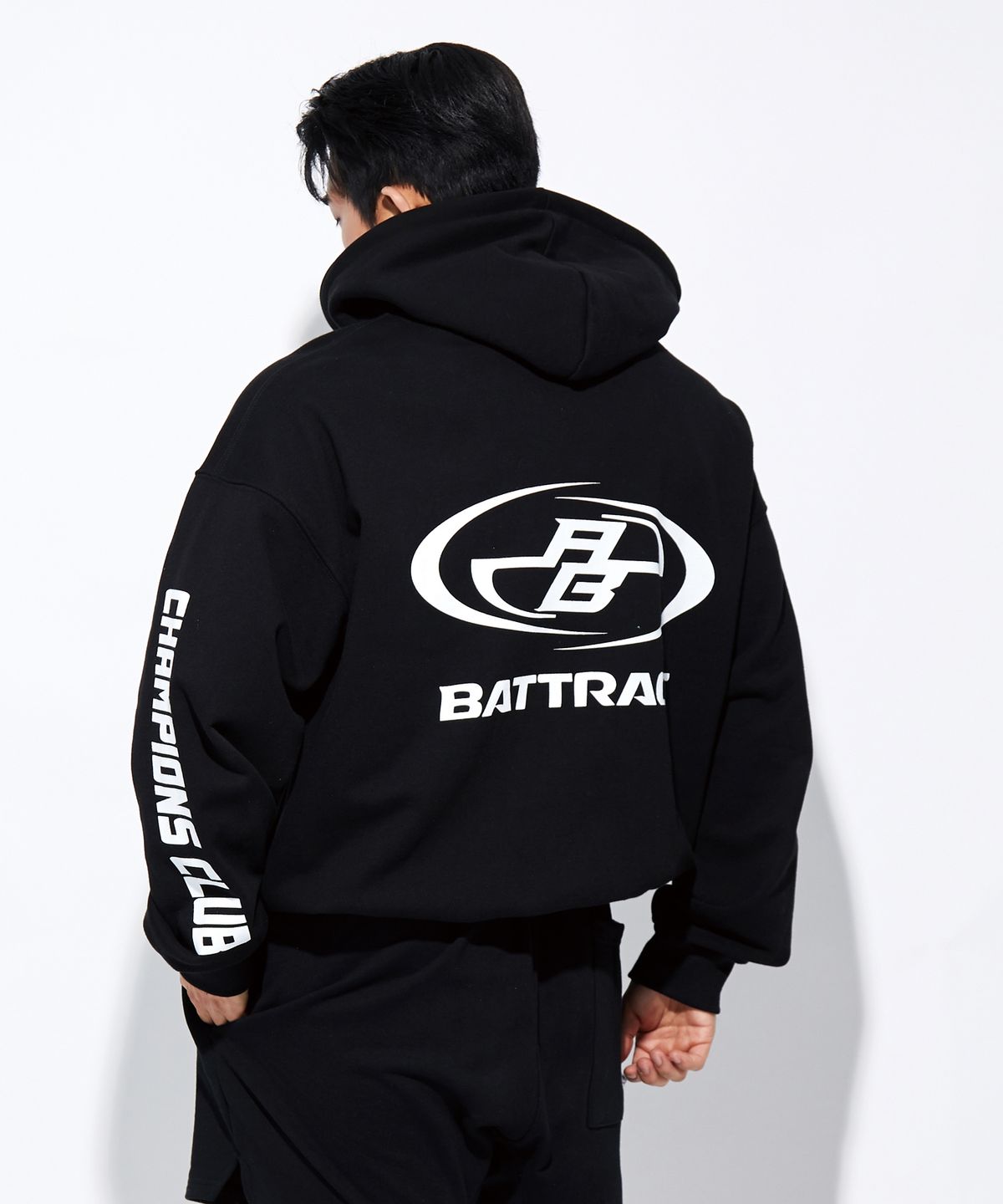 베트랙트(BATTRACT) 더블 챔피언스 클럽 오버 핏 후드집업_블랙