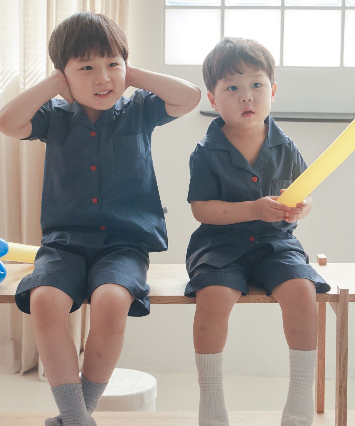 오프아워 키즈(OFFHOUR KIDS) [2SET] 퓨어시트 블루디즐 키즈 반팔 잠옷 세트