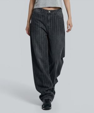 로브 와이드 스트라이프 워싱 데님 팬츠 2 Color [ANBD_6025]