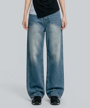 루인크 와이드 벌룬 워싱 데님 팬츠 1 Color [ANBD_6026]