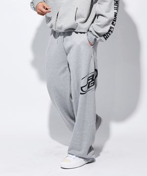 사이드 빅 더블 로고 와이드 팬츠_그레이