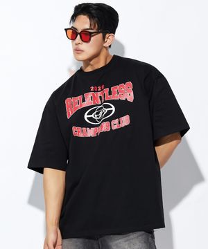 릴렌트리스 펜던트 로고 오버 핏 반팔티_블랙