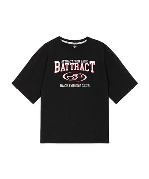 레드 라인 더블 로고 오버 핏 반팔티_블랙