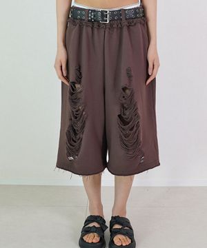 버뮤다 스크래치 데미지 쇼츠(Brown)