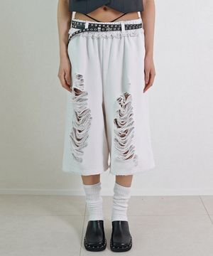 버뮤다 스크래치 데미지 쇼츠(Ivory)