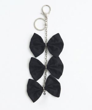Triple Ribbon Chain Keyring-Black