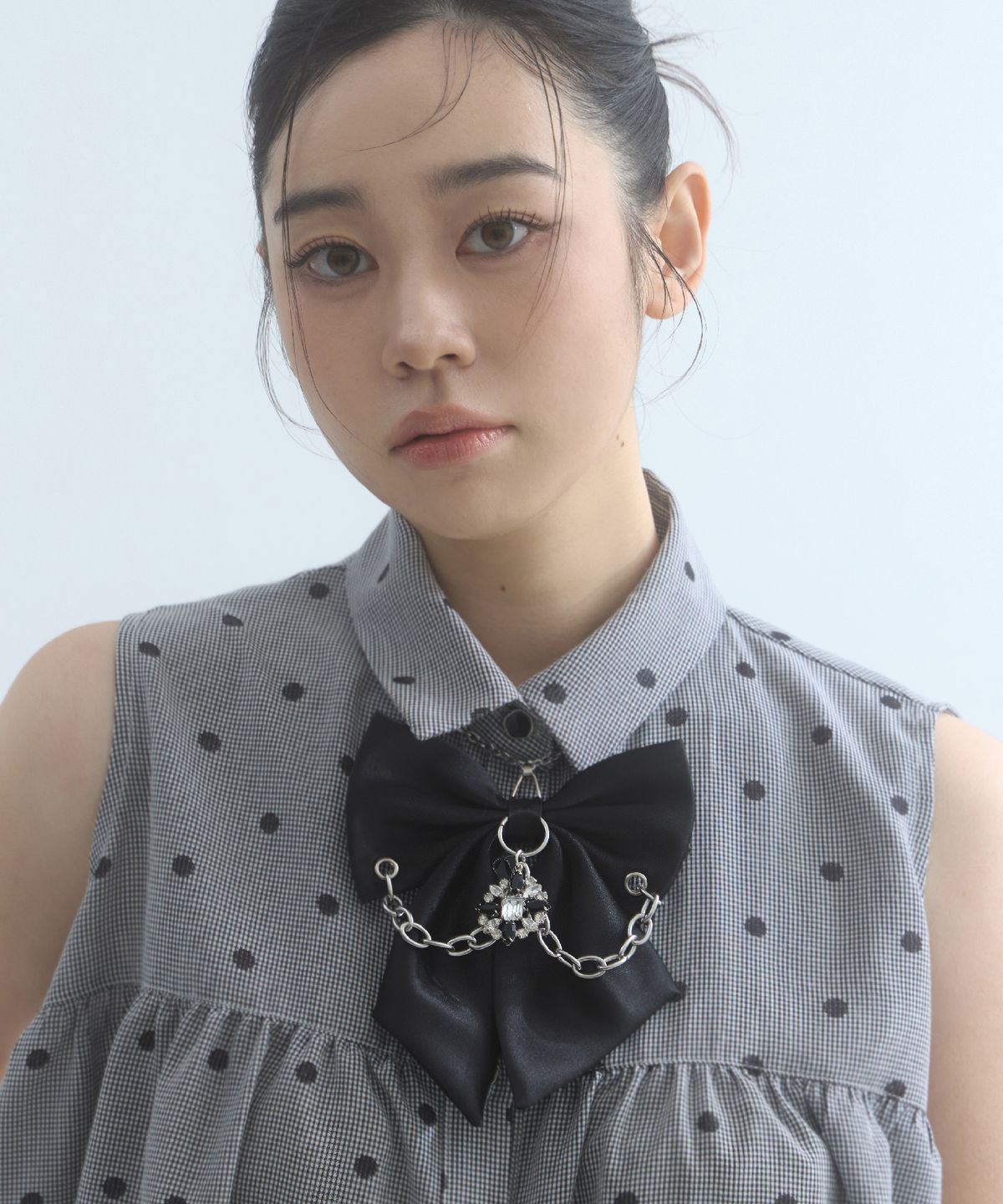 무아르모아(MOIREMOA) Nabi Chain Tie Necklace-Black