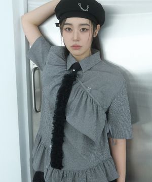 Square Ruched Slim Tie-Black