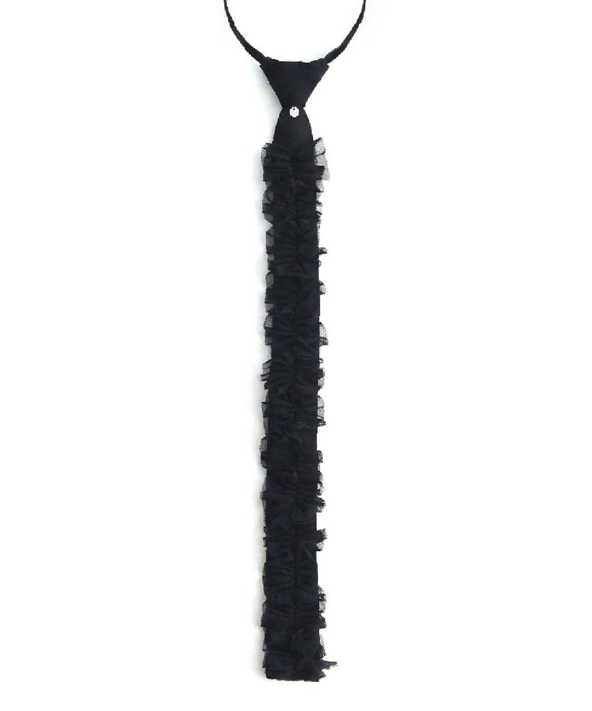 무아르모아(MOIREMOA) Square Ruched Slim Tie-Black