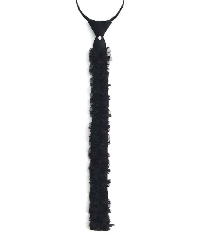 Square Ruched Slim Tie-Black