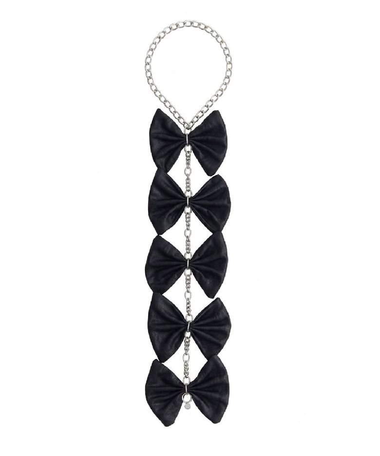 Five Ribbon Chain Tie necklace-Black