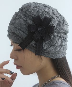 Rosette Light Beanie-Gray