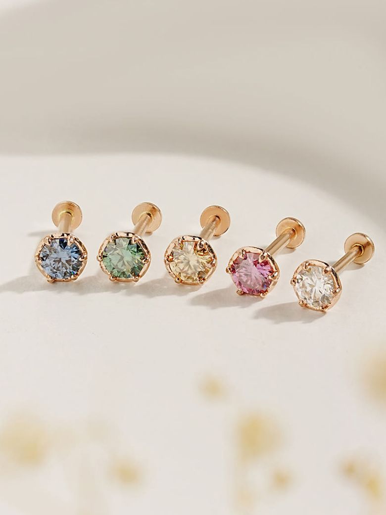 [0.8mm]14K 인터널 모이사나이트 다이아 임페리얼 라블렛 피어싱