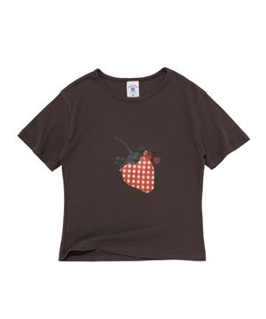 피크닉 체크 스트로베리 크롭 반팔티 (브라운)