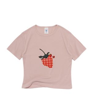 피크닉 체크 스트로베리 크롭 반팔티 (핑크)