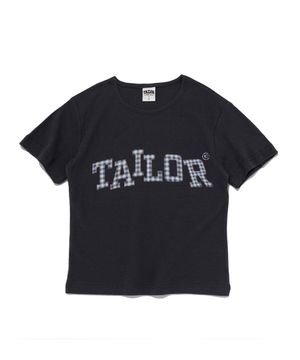 캠퍼스 체크 테일러 크롭 반팔티 (차콜)