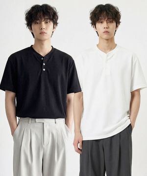 헨리넥버튼 베이직 반팔티셔츠 3COLOR