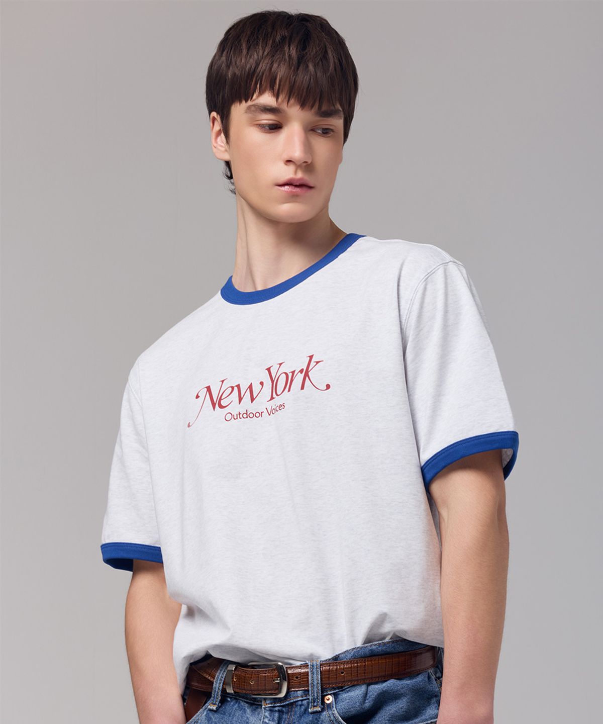 아웃도어 보이스(OUTDOOR VOICES) AirCorePro™ NY RINGER TEE (LIGHT HEATHER GRAY)