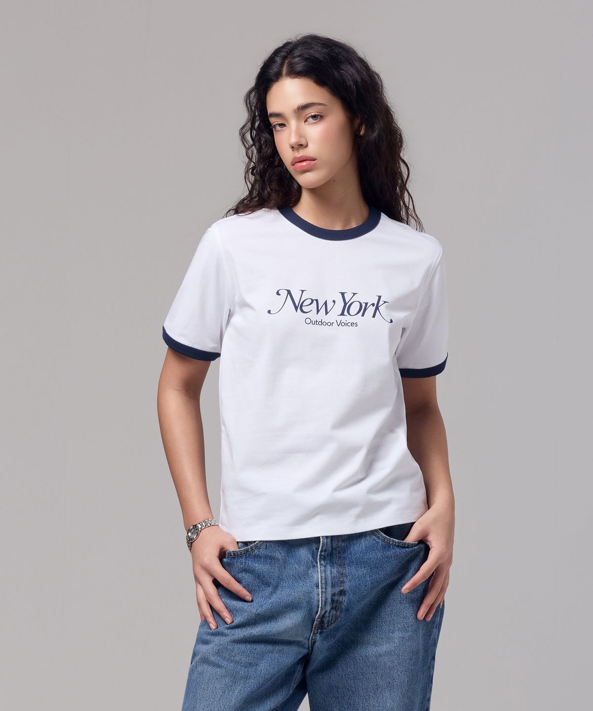 아웃도어 보이스(OUTDOOR VOICES) AirCorePro™ NY RINGER TEE (WHITE)