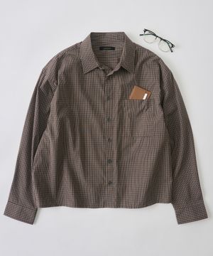 플래드 크롭 체크셔츠 (브라운)