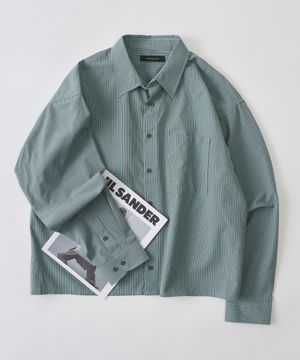 플래드 크롭 체크셔츠 (카키)