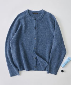 핸디 라운드 크롭핏 니트 가디건 (블루)