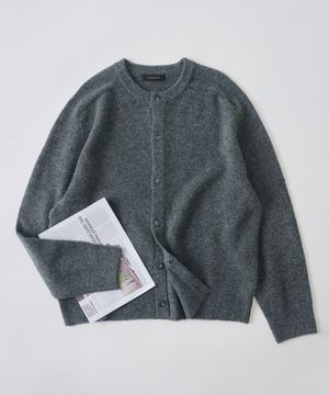 핸디 라운드 크롭핏 니트 가디건 (차콜)