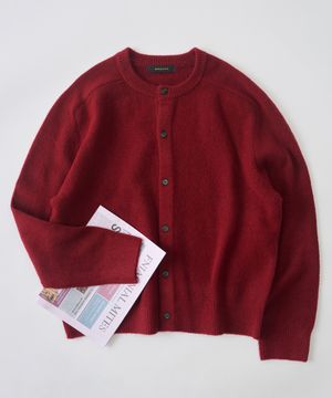 핸디 라운드 크롭핏 니트 가디건 (레드)