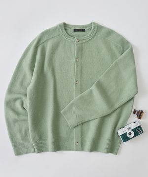 핸디 라운드 크롭핏 니트 가디건 (그린)