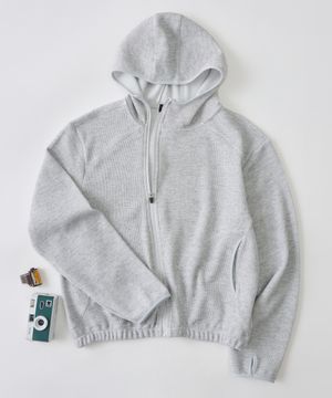 핑거 홀 라인 후드집업 (그레이)