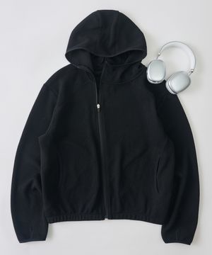 핑거 홀 라인 후드집업 (블랙)