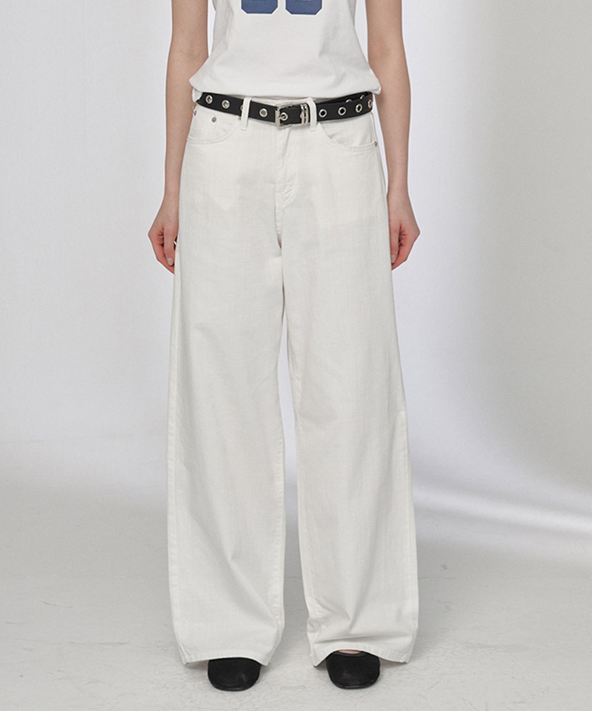 버튼업(BUTTON UP) 데일리 린넨 와이드 팬츠(Ivory)